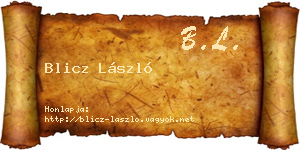 Blicz László névjegykártya